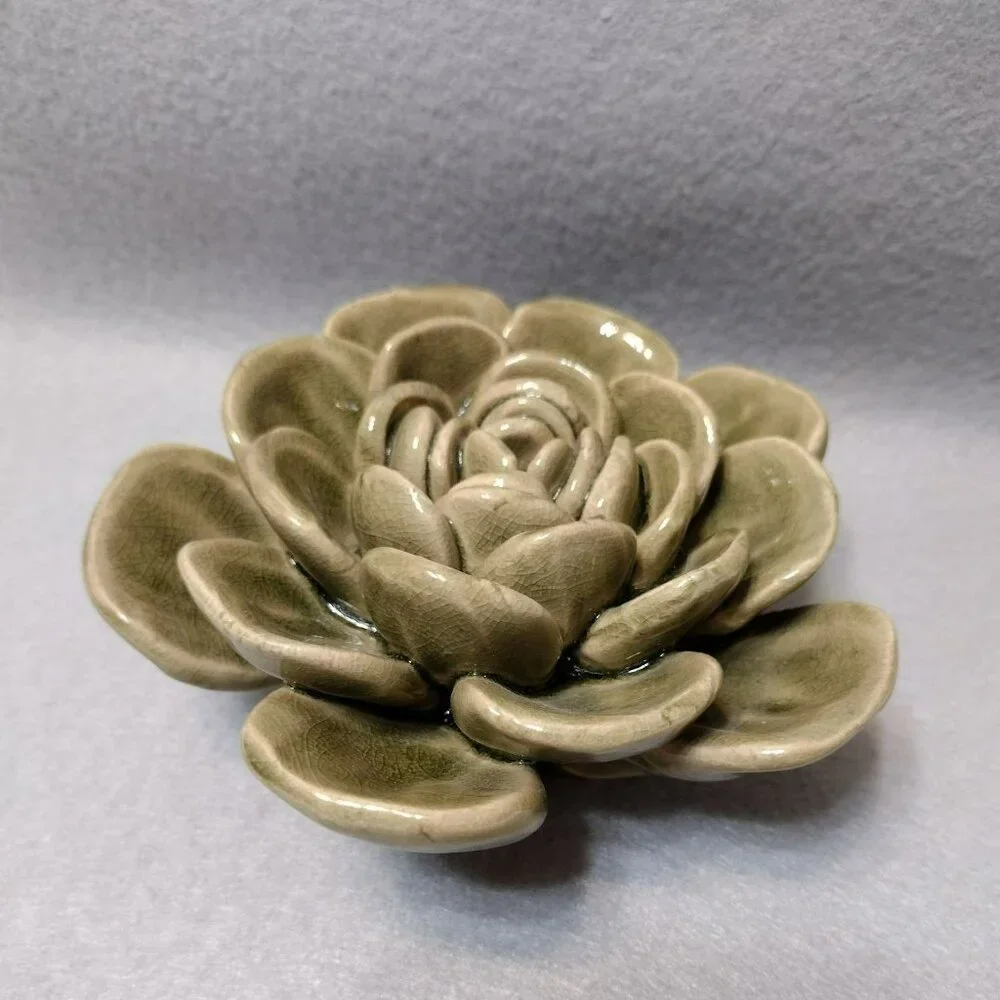 Handcrafted Ceramic Succulent, Studio Pottery, Leaf Plant Figurine, Boho Decor